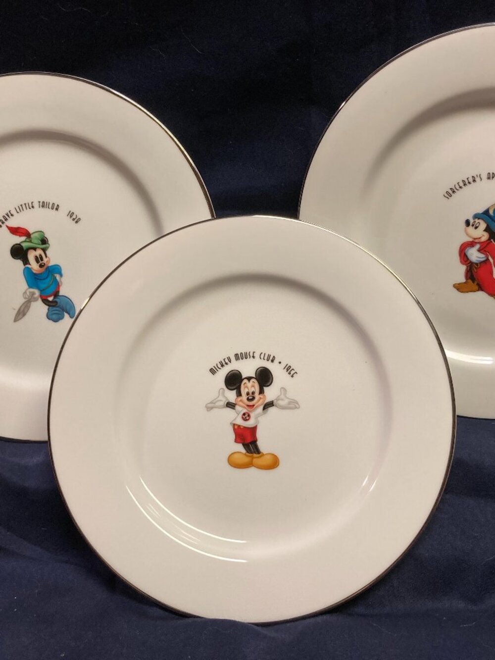 Mickey's Great Moments Set of 3 Salad/Dessert 8" Collectors Plates -White Plate